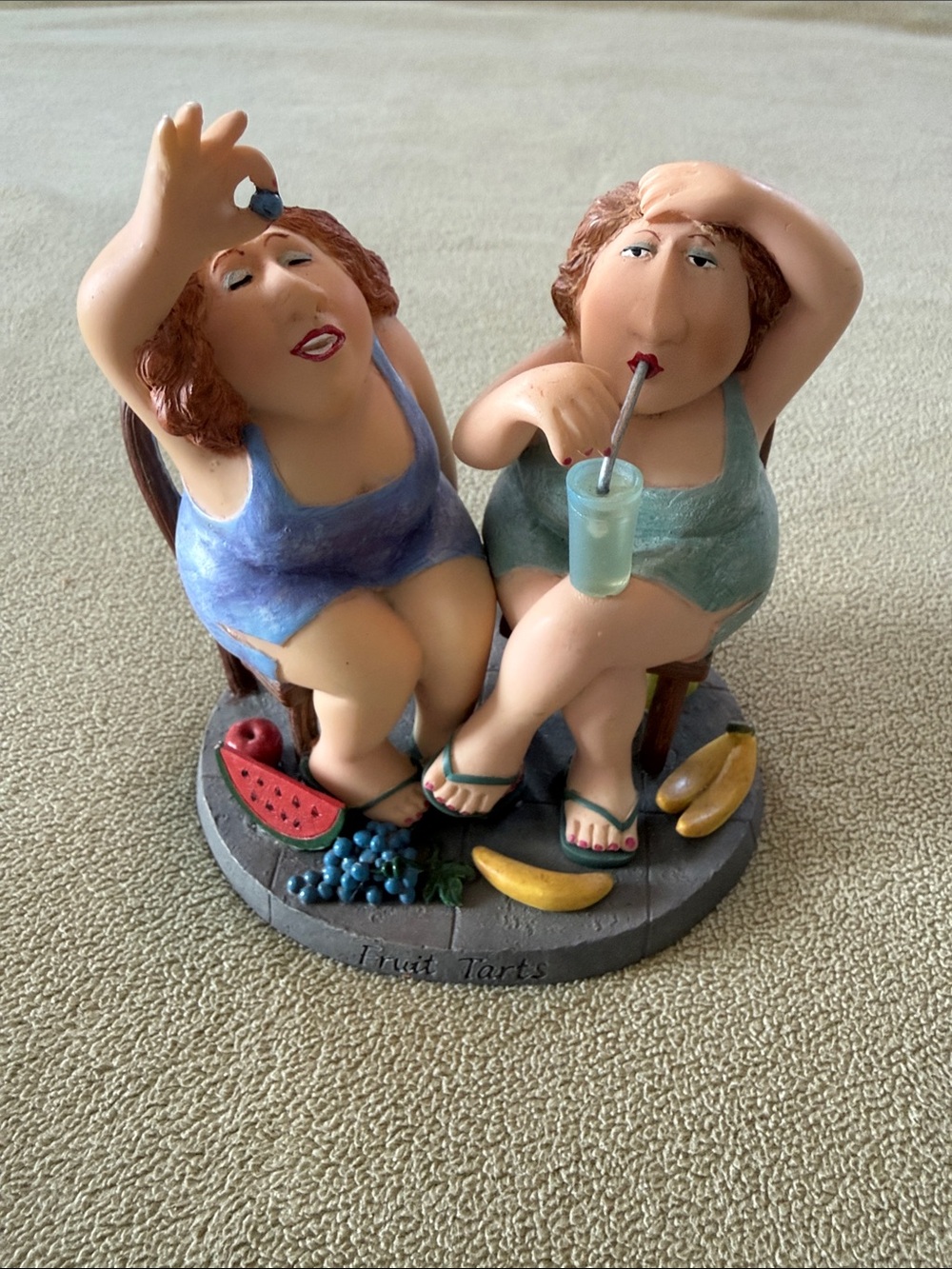 Erika Oller 2003 Whimsical 'Fruit Tarts' Bathing Beauties Figurine - Blue & Teal